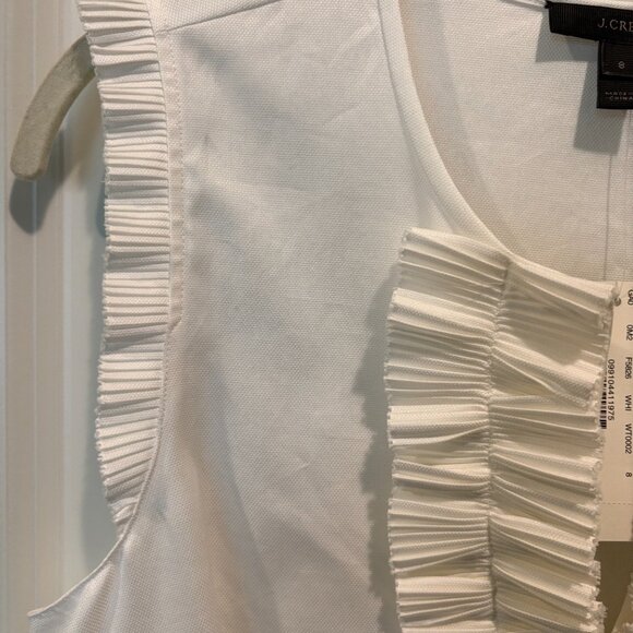 J Crew Margot White Cotton Sleeveless Top with Ruffle Accent, size 8 - Picture 4 of 7